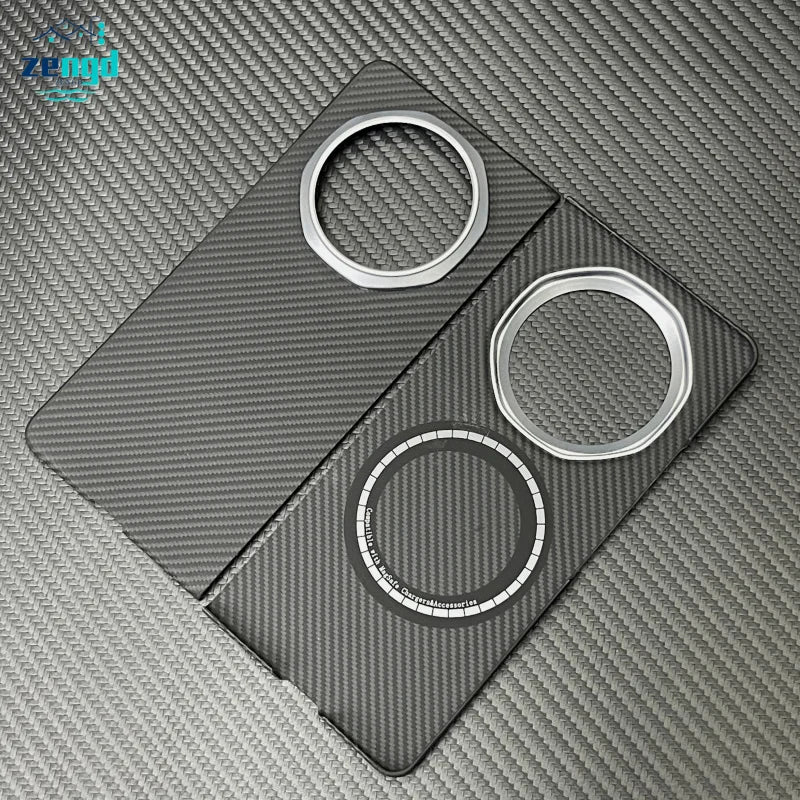 For Honor Magic V6 Fold Aramid Carbon Fiber Phone Case Magnetic Slim Lightweight Shockproof Anti-Drop Protective Cover