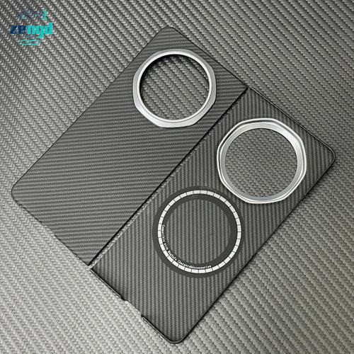 For Honor Magic V6 Fold Aramid Carbon Fiber Phone Case Magnetic Slim Lightweight Shockproof Anti-Drop Protective Cover